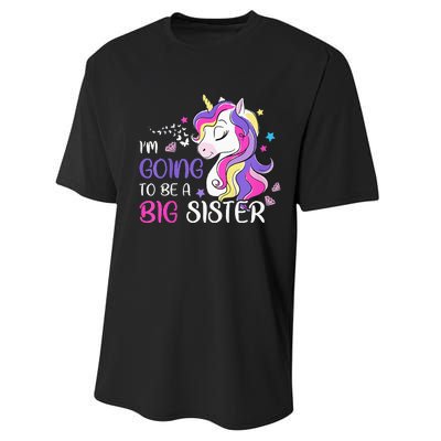 Kids Im Going To Be A Big Sister Unicorn Performance Sprint T-Shirt