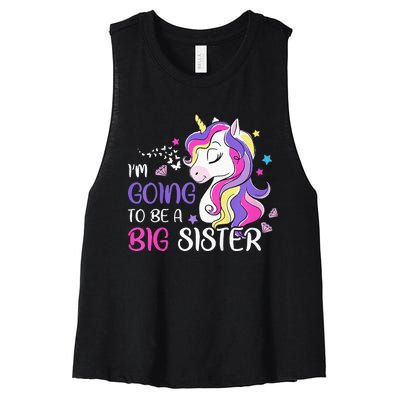 Kids Im Going To Be A Big Sister Unicorn Women's Racerback Cropped Tank