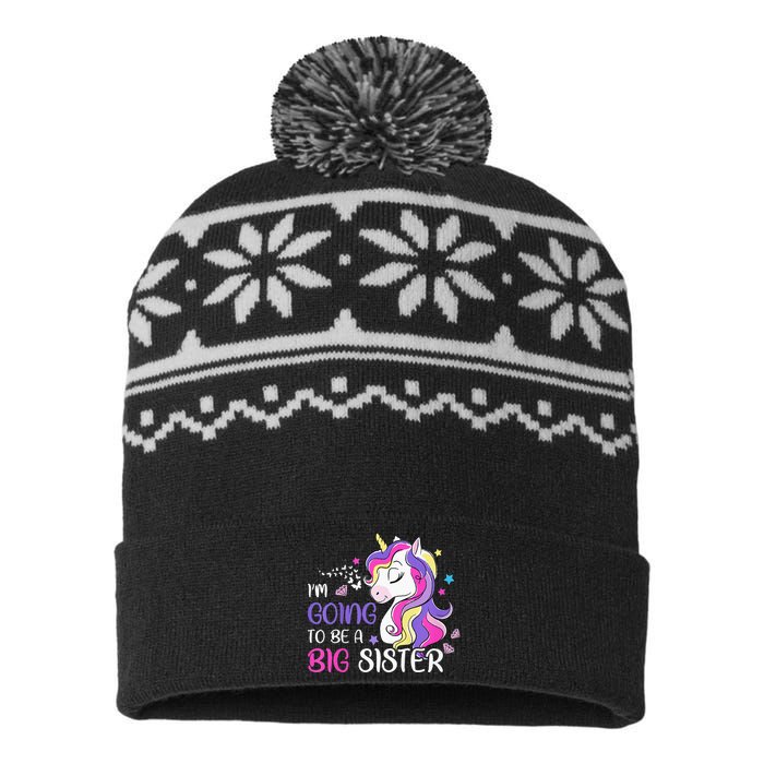 Kids Im Going To Be A Big Sister Unicorn USA-Made Snowflake Beanie