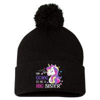 Kids Im Going To Be A Big Sister Unicorn Pom Pom 12in Knit Beanie