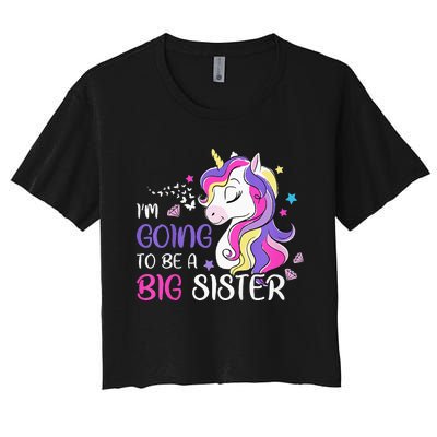 Kids Im Going To Be A Big Sister Unicorn Women's Crop Top Tee