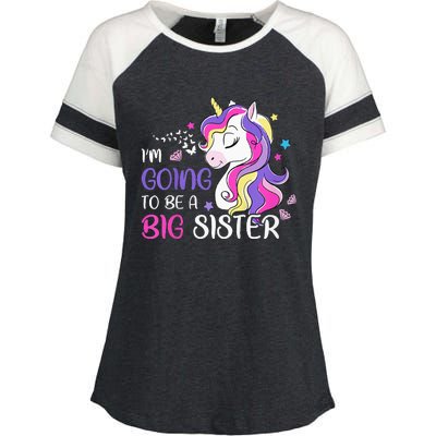 Kids Im Going To Be A Big Sister Unicorn Enza Ladies Jersey Colorblock Tee