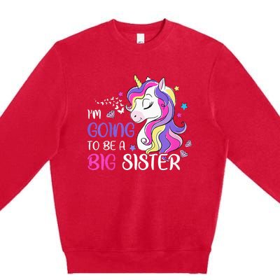 Kids Im Going To Be A Big Sister Unicorn Premium Crewneck Sweatshirt