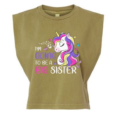 Kids Im Going To Be A Big Sister Unicorn Garment-Dyed Women's Muscle Tee