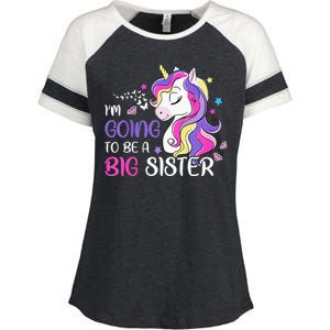 Kids Im Going To Be A Big Sister Unicorn Enza Ladies Jersey Colorblock Tee