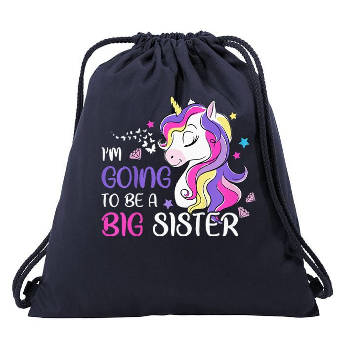 Kids Im Going To Be A Big Sister Unicorn Drawstring Bag