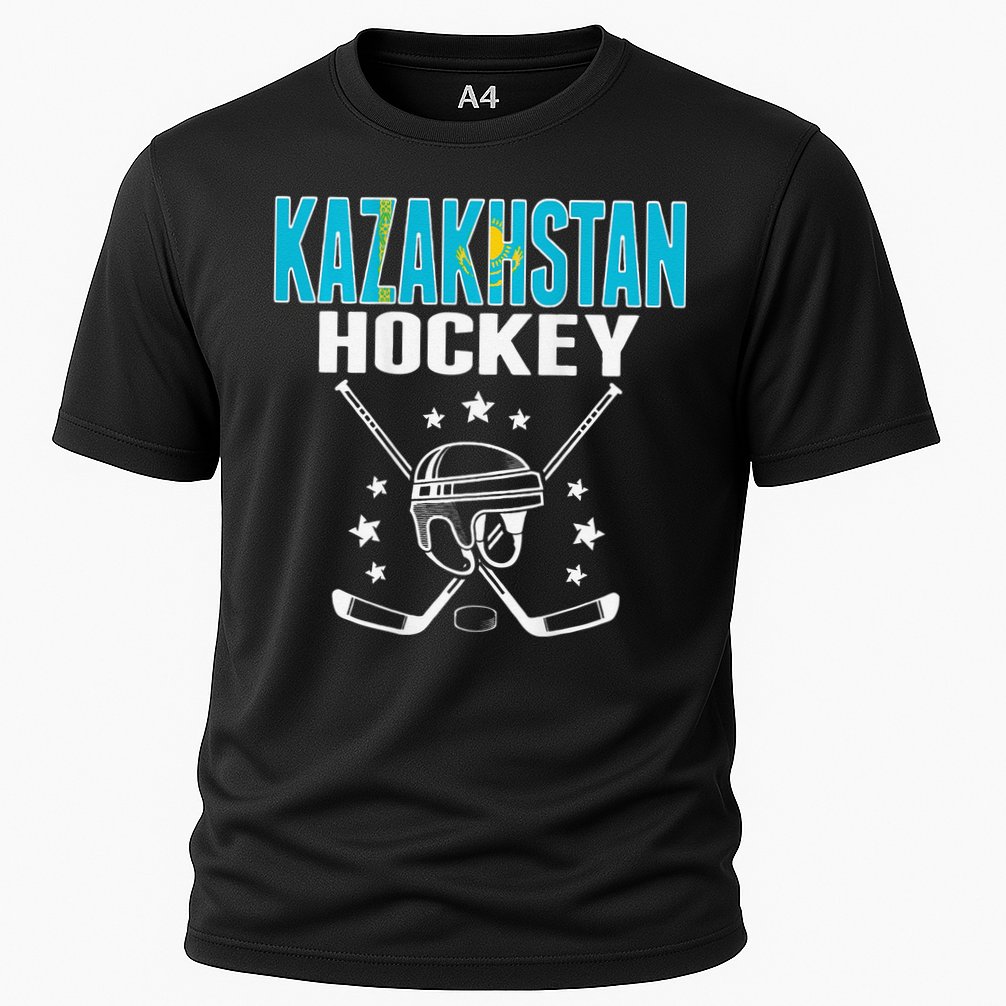 Kazakhstan Ice Hockey Fan Jersey Kazakhstani Flag Cooling Performance Crew T-Shirt