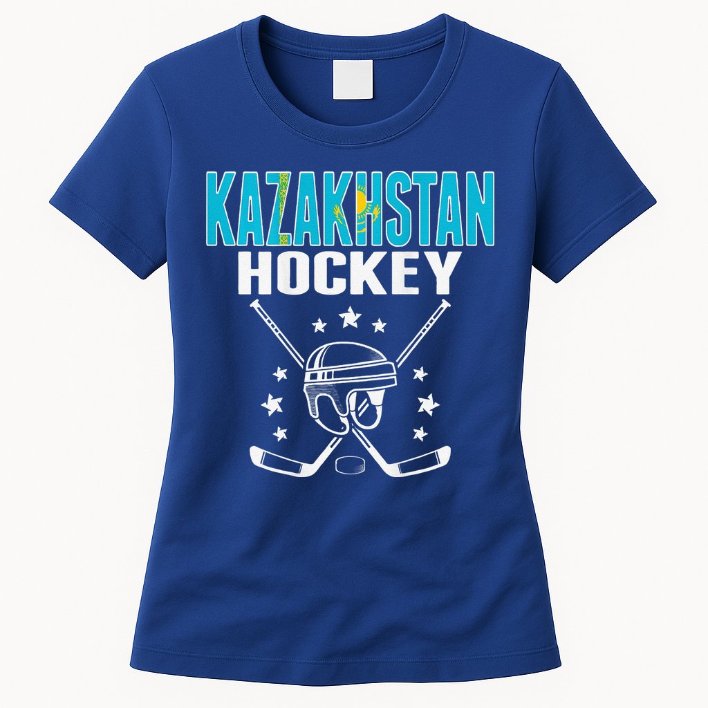 Kazakhstan Ice Hockey Fan Jersey Kazakhstani Flag Womens T-Shirt