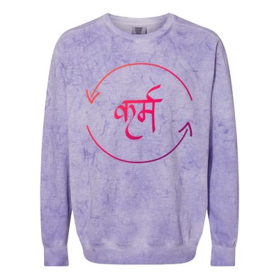 Karma In Hindi Cycle Of Life Spirituality Hindu Dharma Gift Colorblast Crewneck Sweatshirt