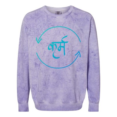 Karma In Hindi Cycle Of Life Spirituality Hindu Dharma Gift Colorblast Crewneck Sweatshirt