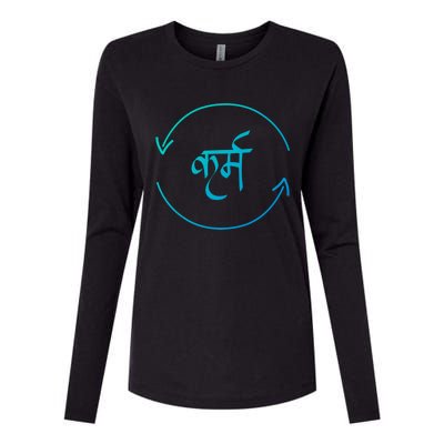 Karma In Hindi Cycle Of Life Spirituality Hindu Dharma Gift Womens Cotton Relaxed Long Sleeve T-Shirt