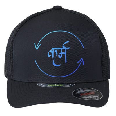 Karma In Hindi Cycle Of Life Spirituality Hindu Dharma Gift Flexfit Unipanel Trucker Cap