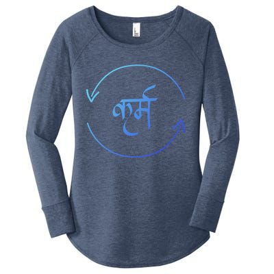 Karma In Hindi Cycle Of Life Spirituality Hindu Dharma Gift Women's Perfect Tri Tunic Long Sleeve Shirt