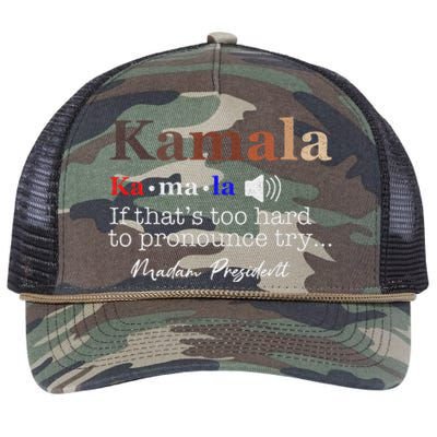 Kamala If ItS Too Hard To Pronounce Try Madam President Retro Rope Trucker Hat Cap