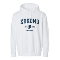 Kokomo Indiana In Vintage Sports Garment-Dyed Fleece Hoodie