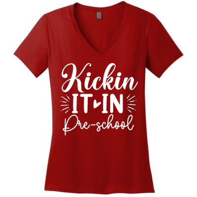 Kickin It In Pre School Women's V-Neck T-Shirt