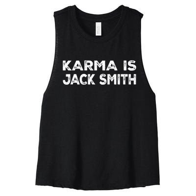 Karma Is Jack Smith Funny Vintage Retro Men Women Political Women's Racerback Cropped Tank