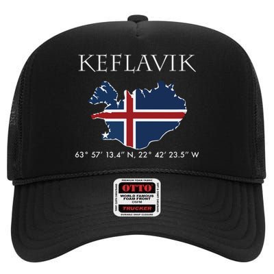 Keflavik Iceland High Crown Mesh Back Trucker Hat