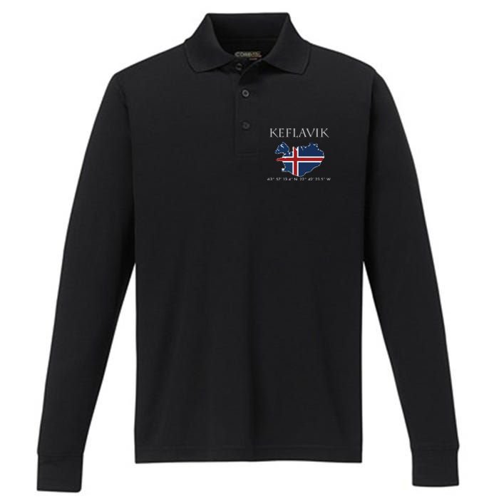 Keflavik Iceland Performance Long Sleeve Polo