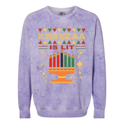 Kwanzaa Is Lit Colorblast Crewneck Sweatshirt