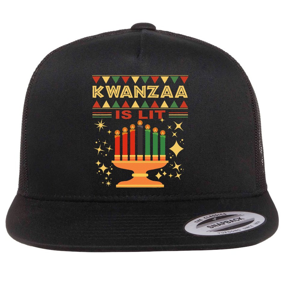 Kwanzaa Is Lit Flat Bill Trucker Hat
