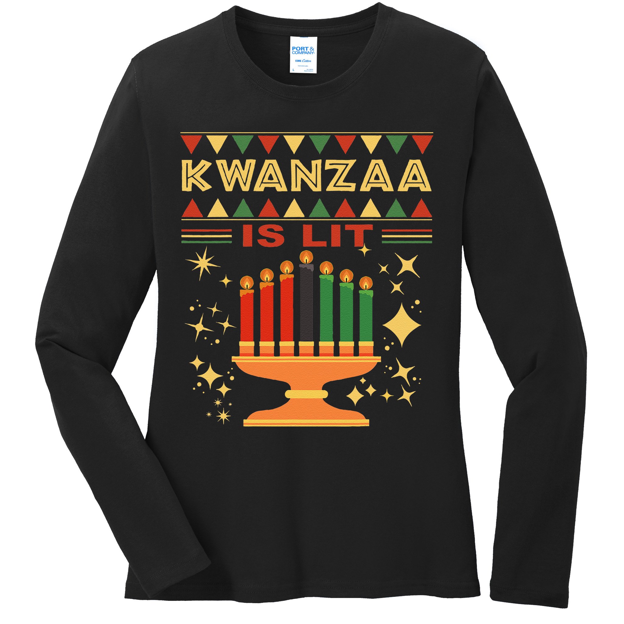 Kwanzaa Is Lit Ladies Long Sleeve Shirt