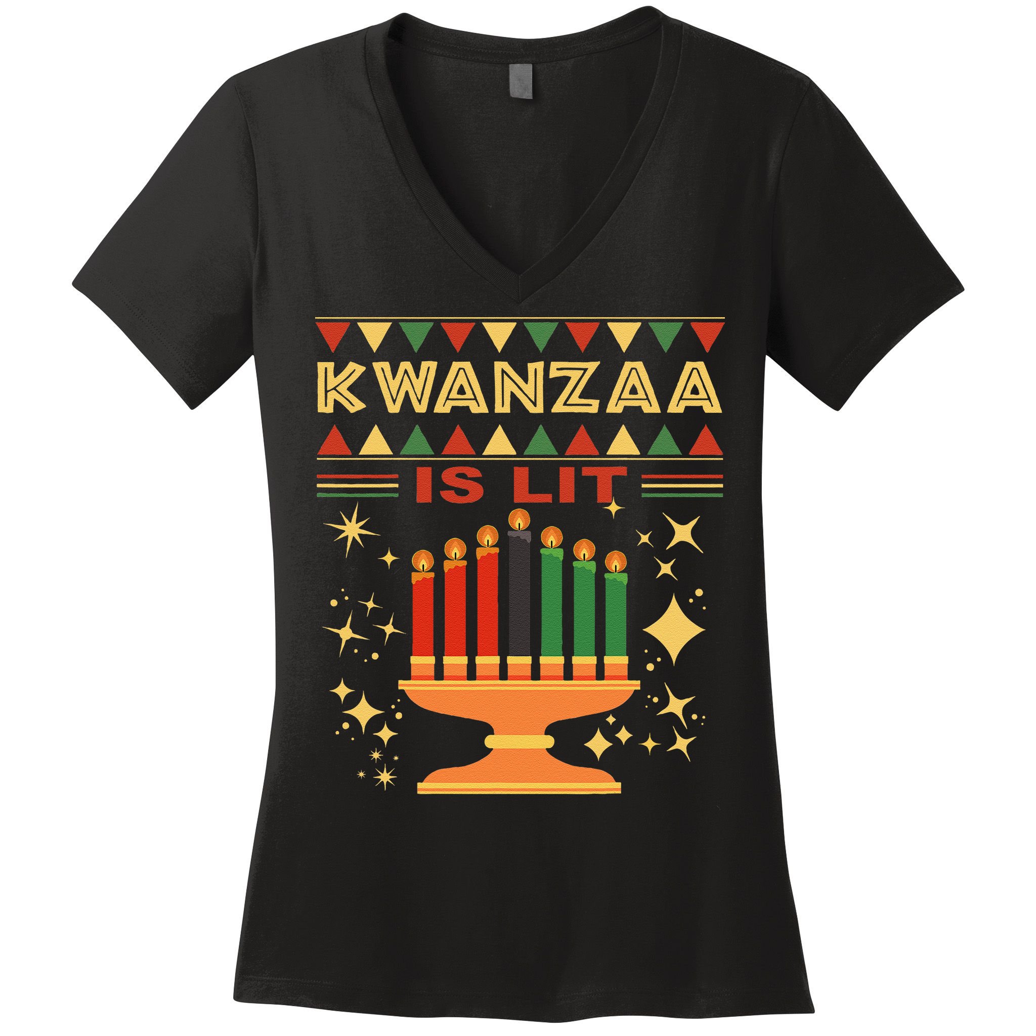 Kwanzaa Is Lit Women's V-Neck T-Shirt