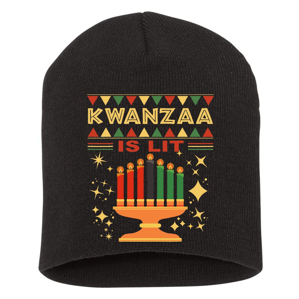 Kwanzaa Is Lit Short Acrylic Beanie