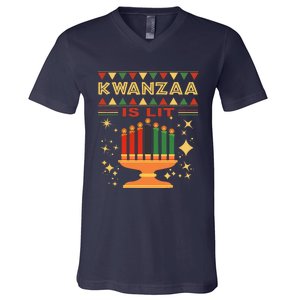 Kwanzaa Is Lit V-Neck T-Shirt