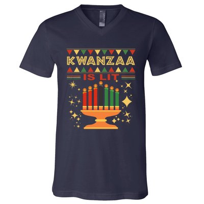 Kwanzaa Is Lit V-Neck T-Shirt