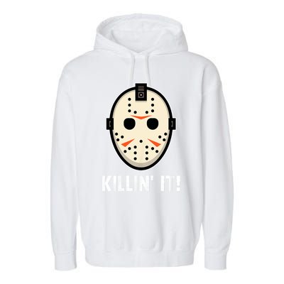 Killin It Lazy Diy Halloween Costume Funny Horror Movie Garment-Dyed Fleece Hoodie