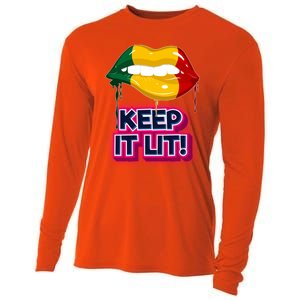 Keep It Lit Melanin Lips Irrefutable And Unapologetic Design Funny Gift Cooling Performance Long Sleeve Crew