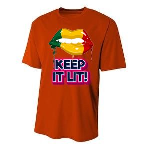 Keep It Lit Melanin Lips Irrefutable And Unapologetic Design Funny Gift Performance Sprint T-Shirt