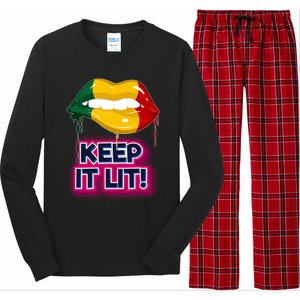 Keep It Lit Melanin Lips Irrefutable And Unapologetic Design Funny Gift Long Sleeve Pajama Set