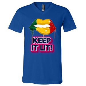 Keep It Lit Melanin Lips Irrefutable And Unapologetic Design Funny Gift V-Neck T-Shirt