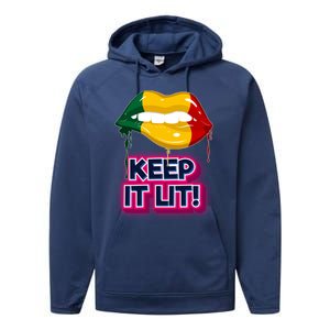 Keep It Lit Melanin Lips Irrefutable And Unapologetic Design Funny Gift Performance Fleece Hoodie