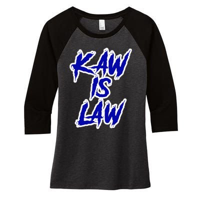 Kakaw Is Law B.A.T.T.L.E.H.A.W.K.S St. Louis Football Tailgate Women's Tri-Blend 3/4-Sleeve Raglan Shirt