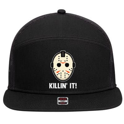 Killin It Lazy DIY Halloween Costume Funny Horror Movie 7 Panel Mesh Trucker Snapback Hat