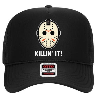 Killin It Lazy DIY Halloween Costume Funny Horror Movie High Crown Mesh Back Trucker Hat