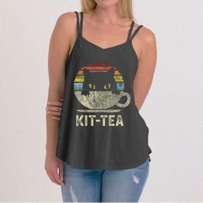 Keeping It Low Keykit Tea Black Kitty Cat Tea Lover Women's Strappy Tank