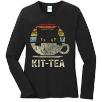 Keeping It Low Keykit Tea Black Kitty Cat Tea Lover Ladies Long Sleeve Shirt