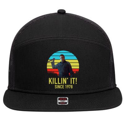 Killin' It Since 1978 Retro Horror Movie 7 Panel Mesh Trucker Snapback Hat