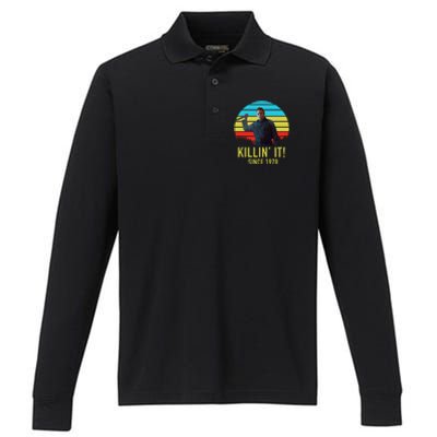 Killin' It Since 1978 Retro Horror Movie Performance Long Sleeve Polo