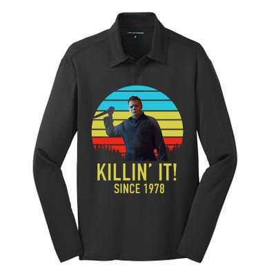 Killin' It Since 1978 Retro Horror Movie Silk Touch Performance Long Sleeve Polo