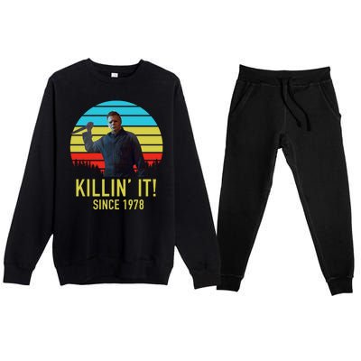 Killin' It Since 1978 Retro Horror Movie Premium Crewneck Sweatsuit Set