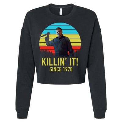 Killin' It Since 1978 Retro Horror Movie Cropped Pullover Crew