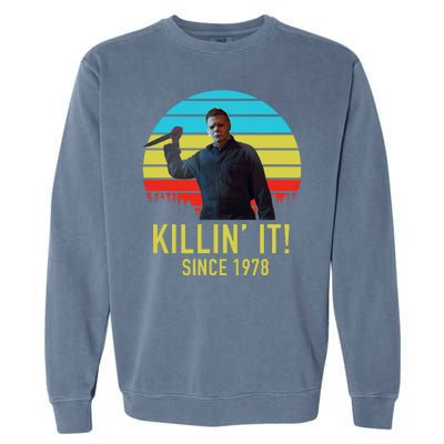 Killin' It Since 1978 Retro Horror Movie Garment-Dyed Sweatshirt