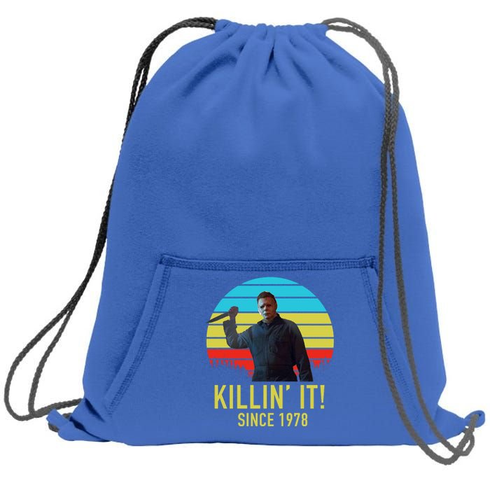 Killin' It Since 1978 Retro Horror Movie Sweatshirt Cinch Pack Bag