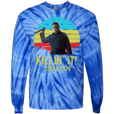 Killin' It Since 1978 Retro Horror Movie Tie-Dye Long Sleeve Shirt