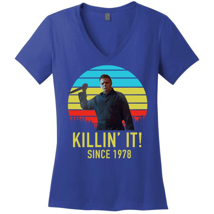 Killin' It Since 1978 Retro Horror Movie Women's V-Neck T-Shirt